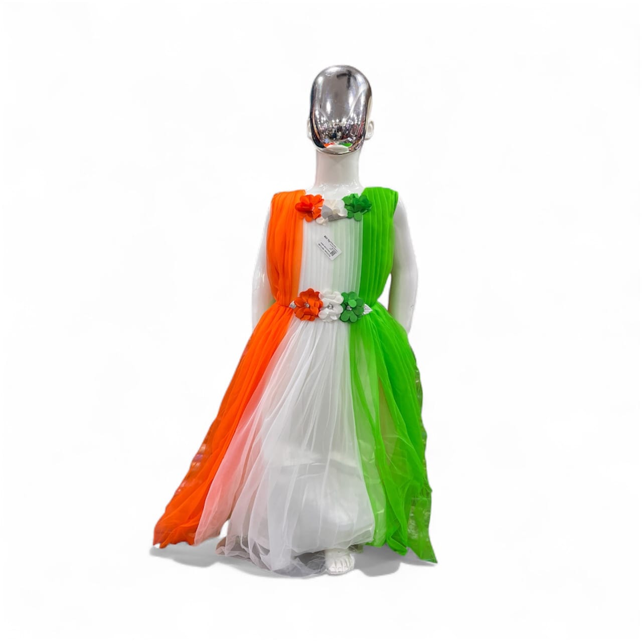 Girl's Classic Net Gown with Floral Sash - Formal Occasion Wear